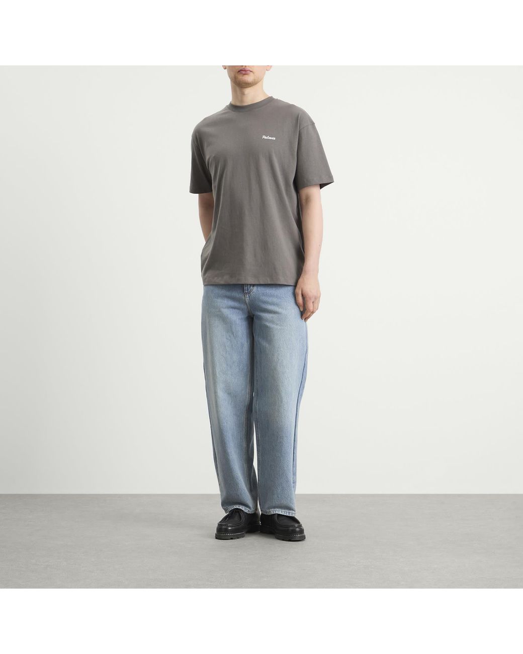 Palmes Gray Logo Stitch T-Shirt for men