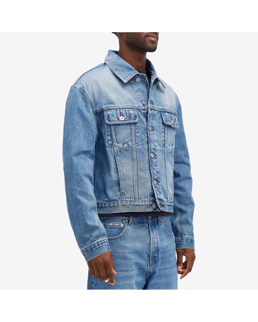 JACQUEMUS ジャケット Jacquemus Leather Patch Denim Jacket in Blue for Men | Lyst