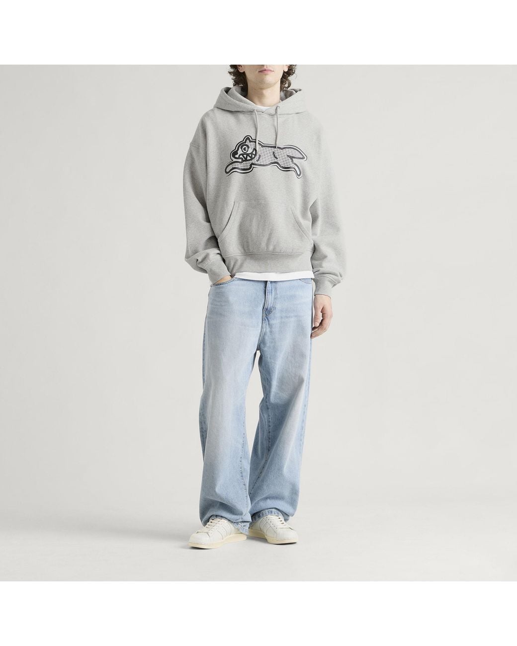 ICECREAM Gray Half Tone Running Dog Popover Hood for men