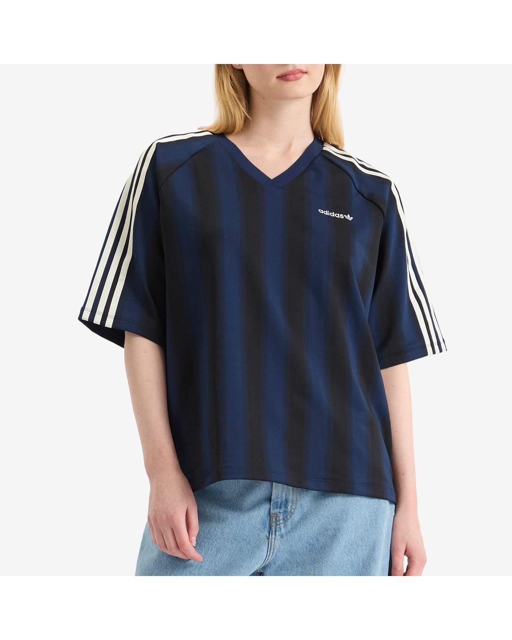 Adidas Blue Loose Linear T-Shirt
