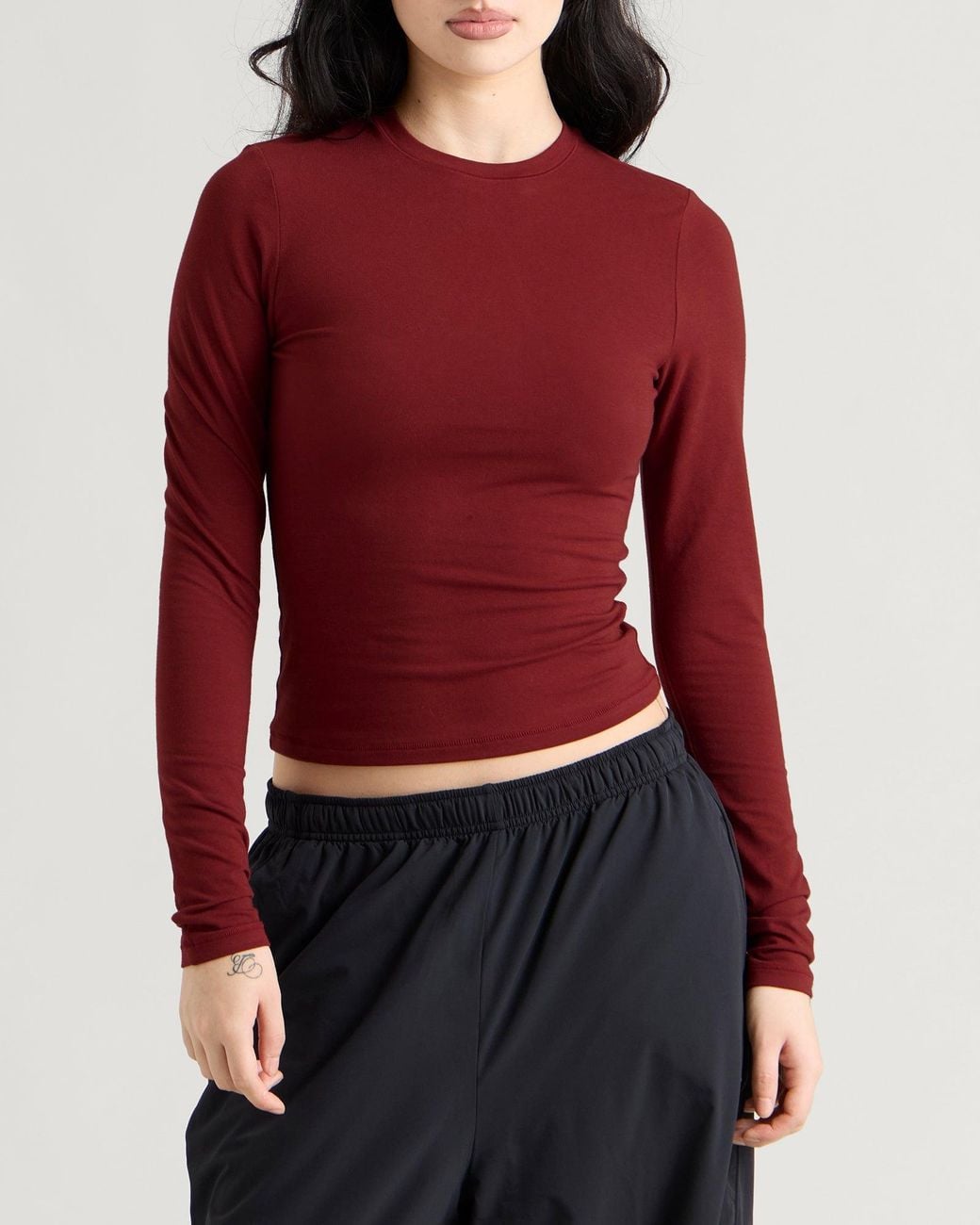 Skims Red Cotton Jersey Long Sleeve T-Shirt