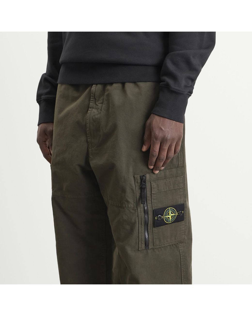 Stone Island Gray Organic Cotton Ripstop Cargo Pants for men
