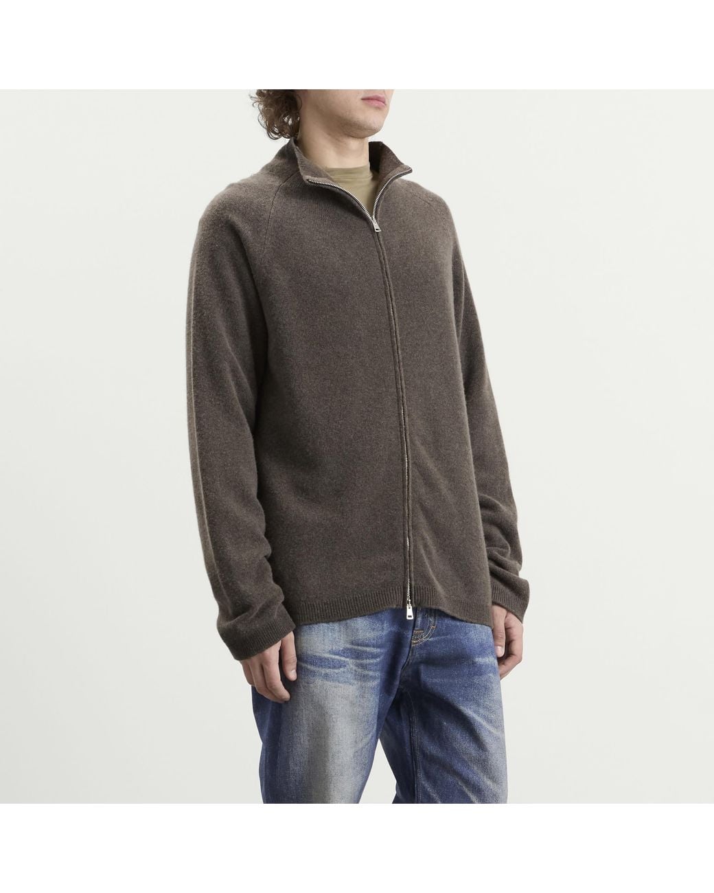 Our Legacy Brown Spray Dye Cherub Wool Line Zip Cardigan for men