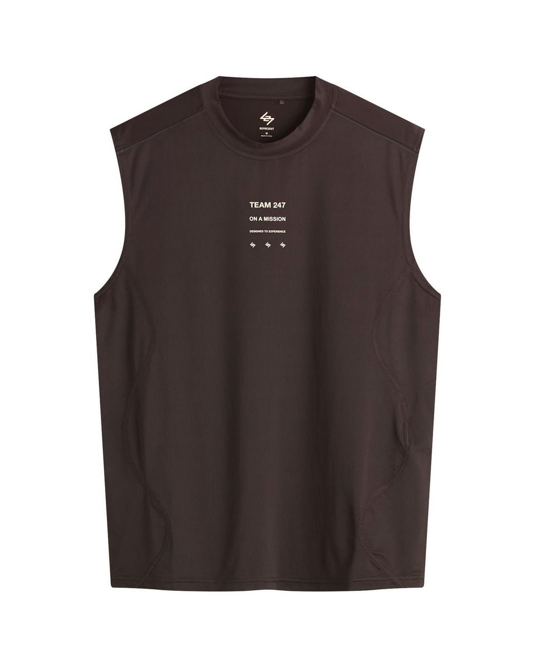 REPRESENT 247 Brown Mesh Runner Tank T-Shirt for men