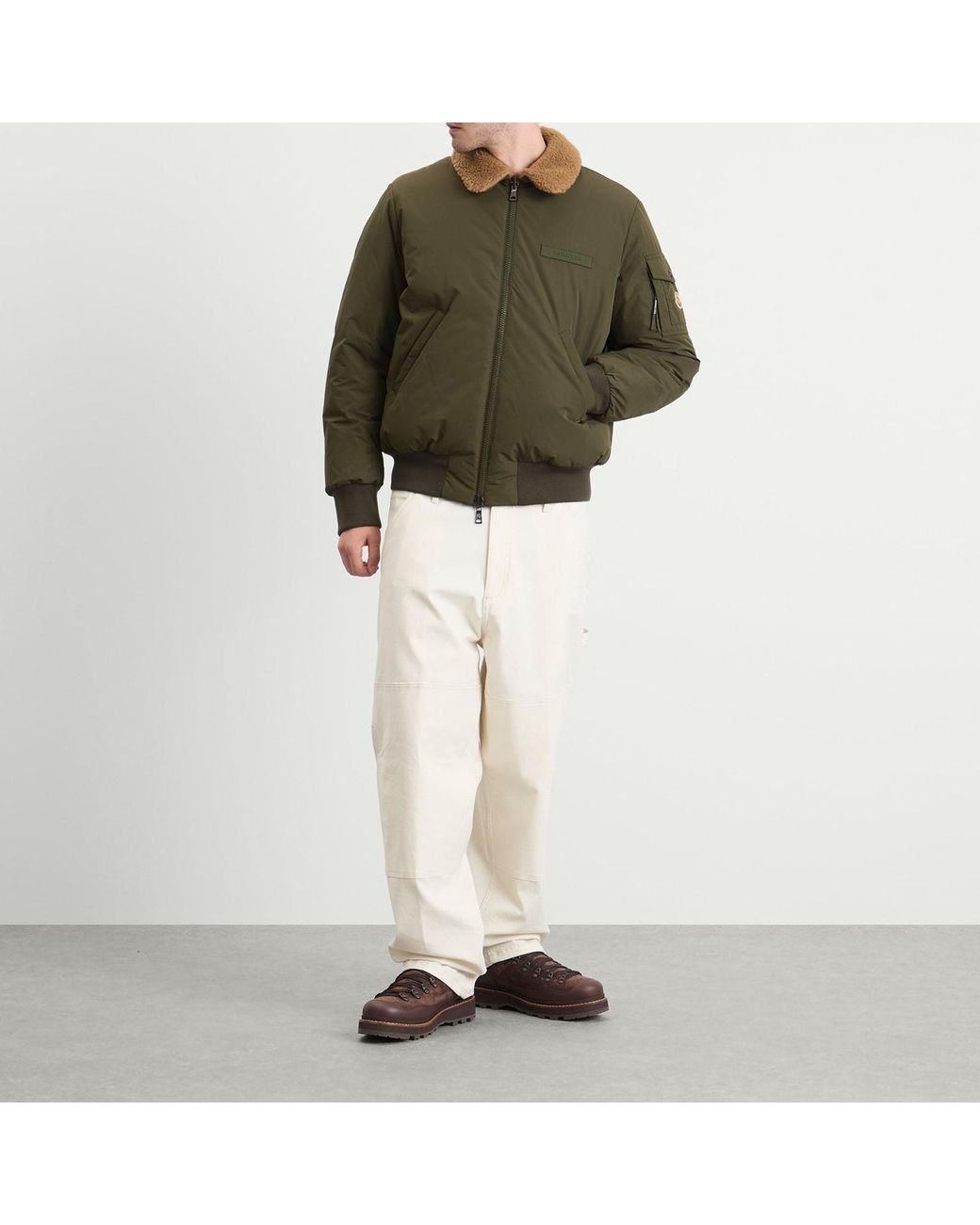 Moncler Green Maulevrier Bomber Reversible Teddy Jacket for men