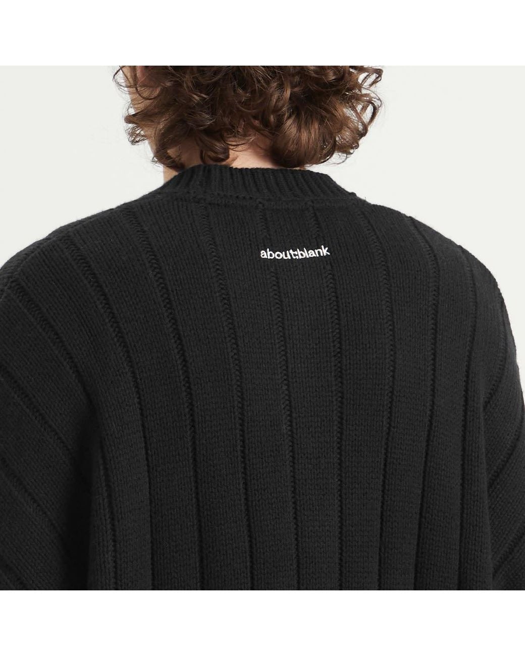 About Blank Black Large Rib Knit Crew for men