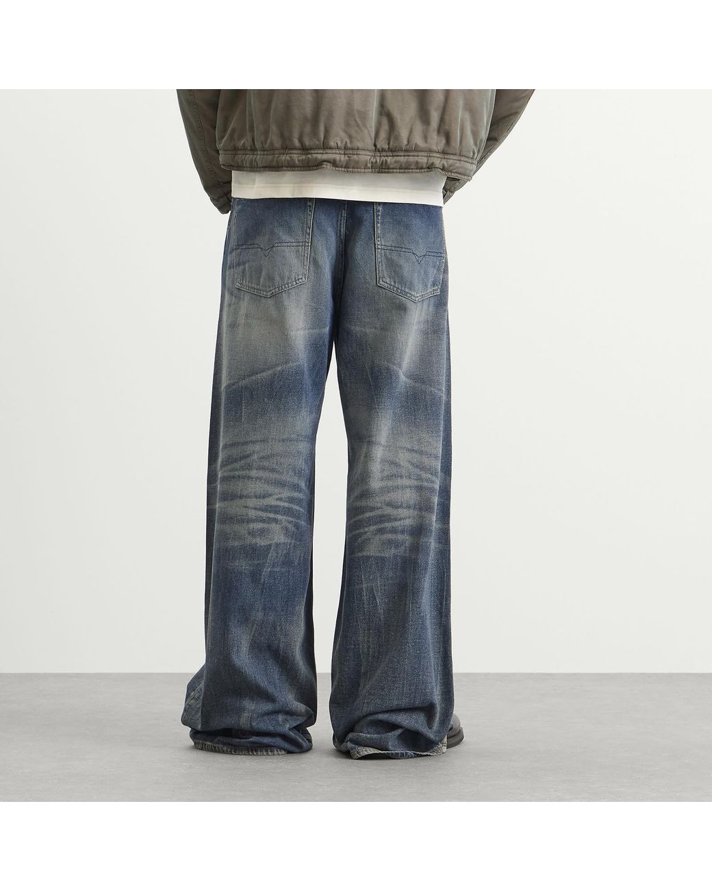 DIESEL Blue D-Rise Wide Leg Jeans for men