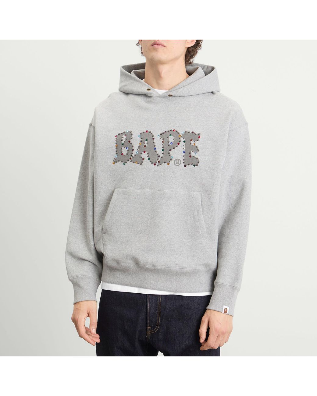 A Bathing Ape Gray Colour Stone Bape Hoodie for men