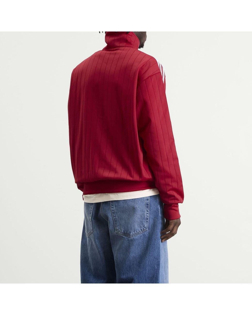 Adidas Red Pinstripe Firebird Track Top for men