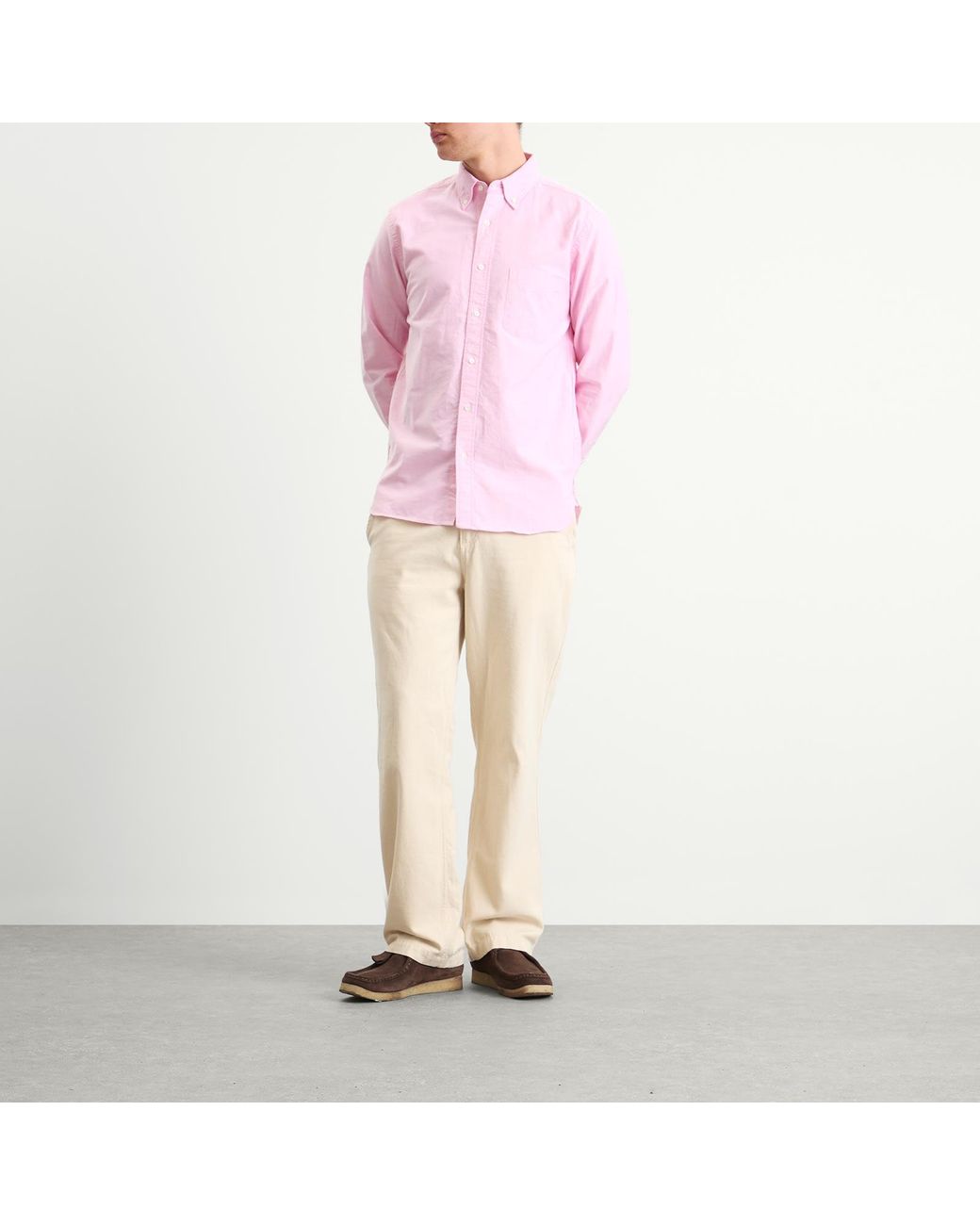 Beams Plus Pink Button Down Oxford Shirt for men