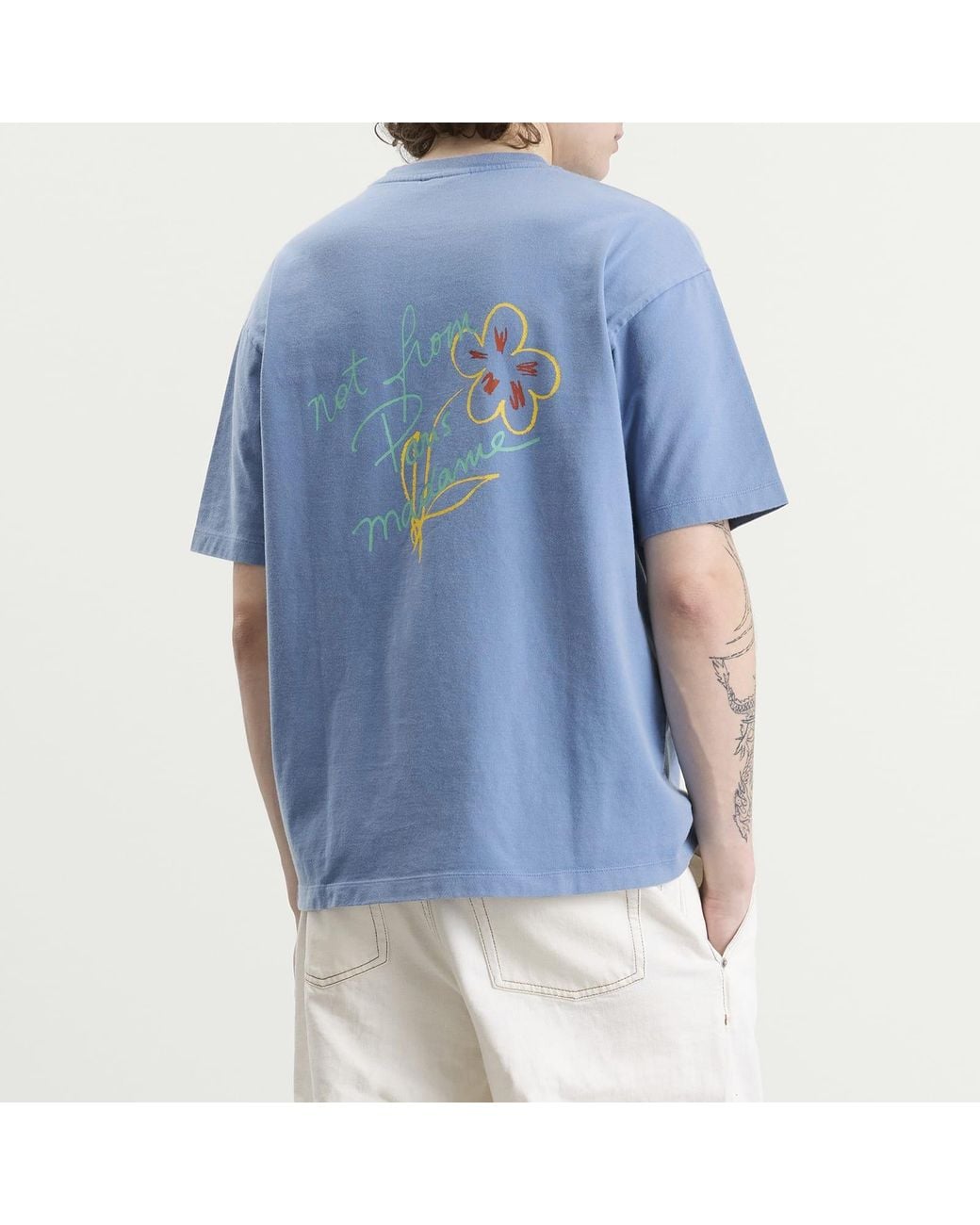 Drole de Monsieur Blue Esquisse Slogan T-Shirt for men
