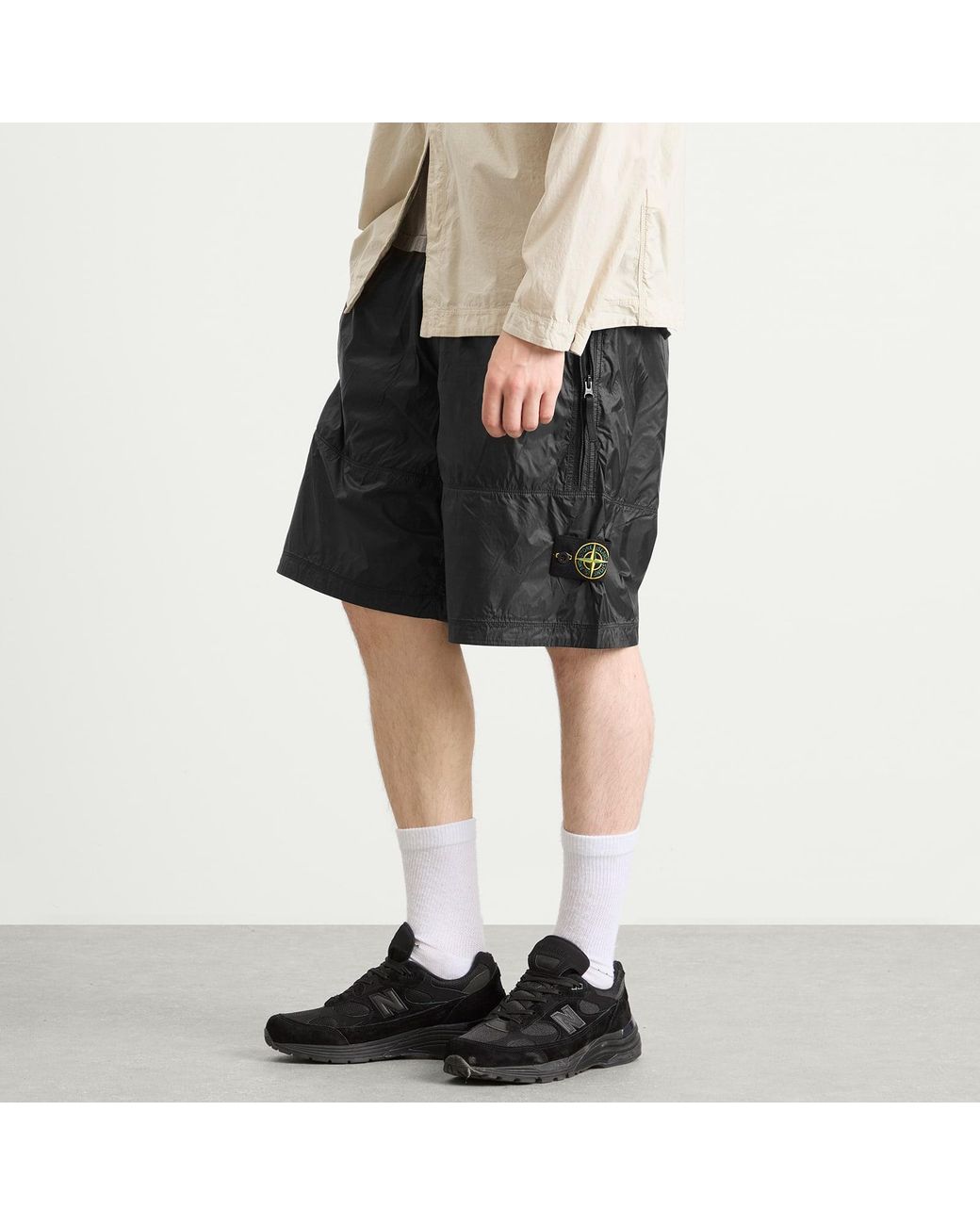 Stone Island Ripstop Light Nylon Shorts in Black for Men | Lyst