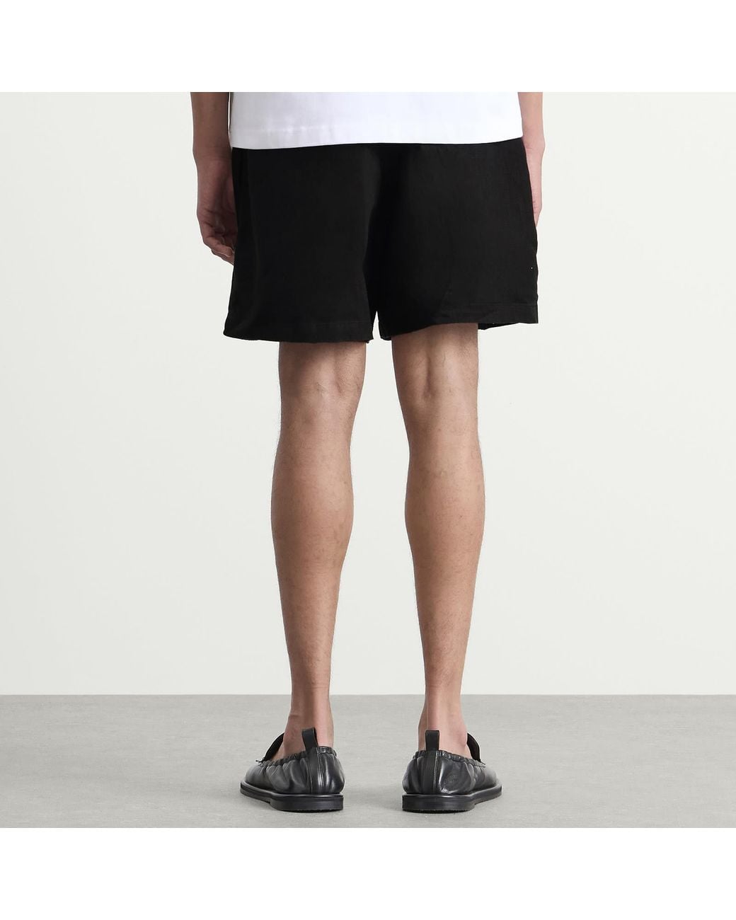 MKI Miyuki-Zoku Black Linen Wide Leg Shorts for men