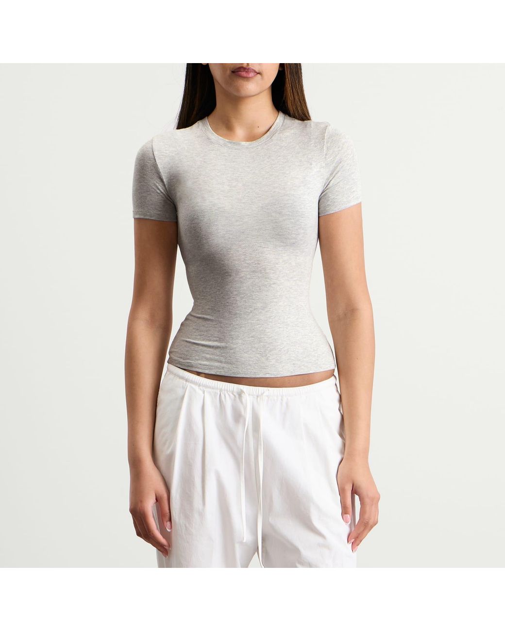 Skims Gray Cotton Jersey T-Shirt
