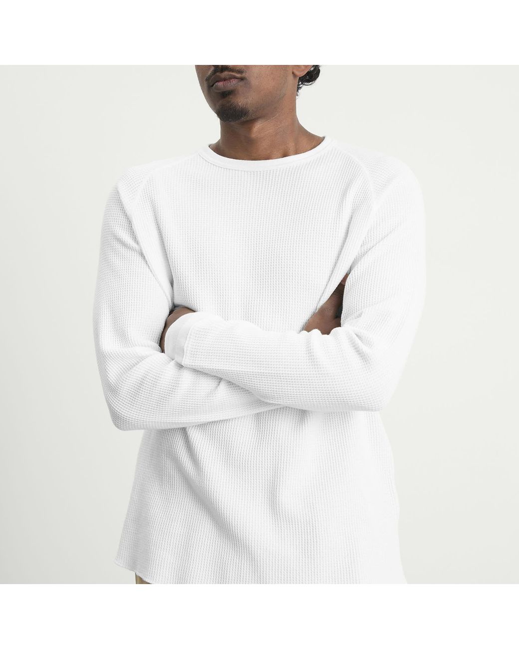 Beams Plus White Long Sleeve Thermal T-Shirt for men