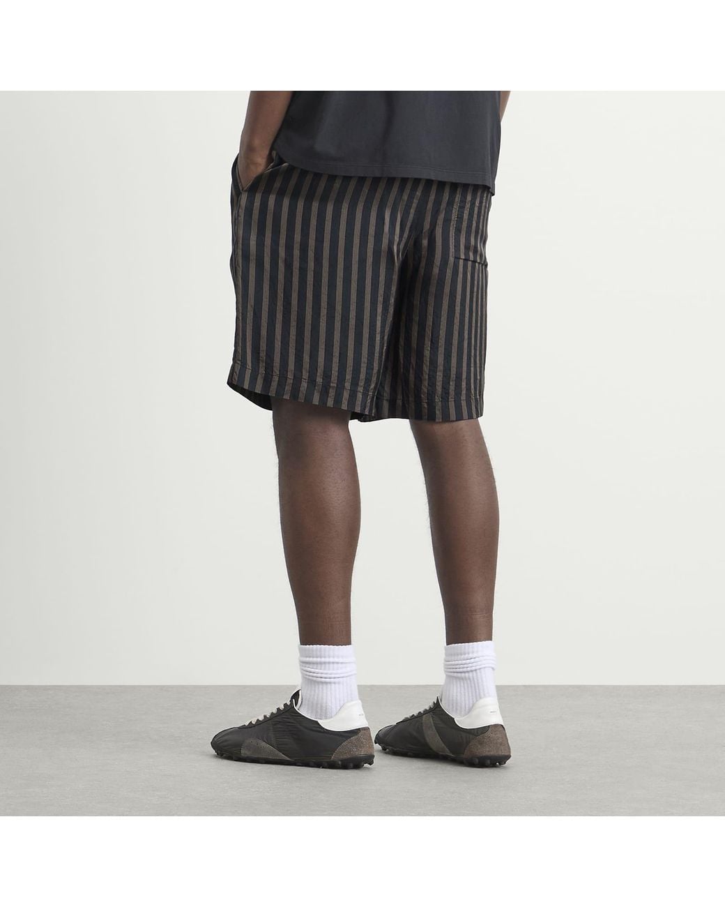Dries Van Noten Gray Stripe Cupro Shorts for men