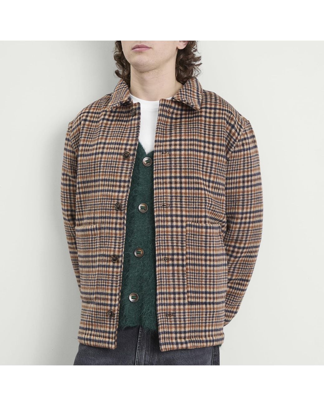 BOUND Brown Wool Button Jacket for men