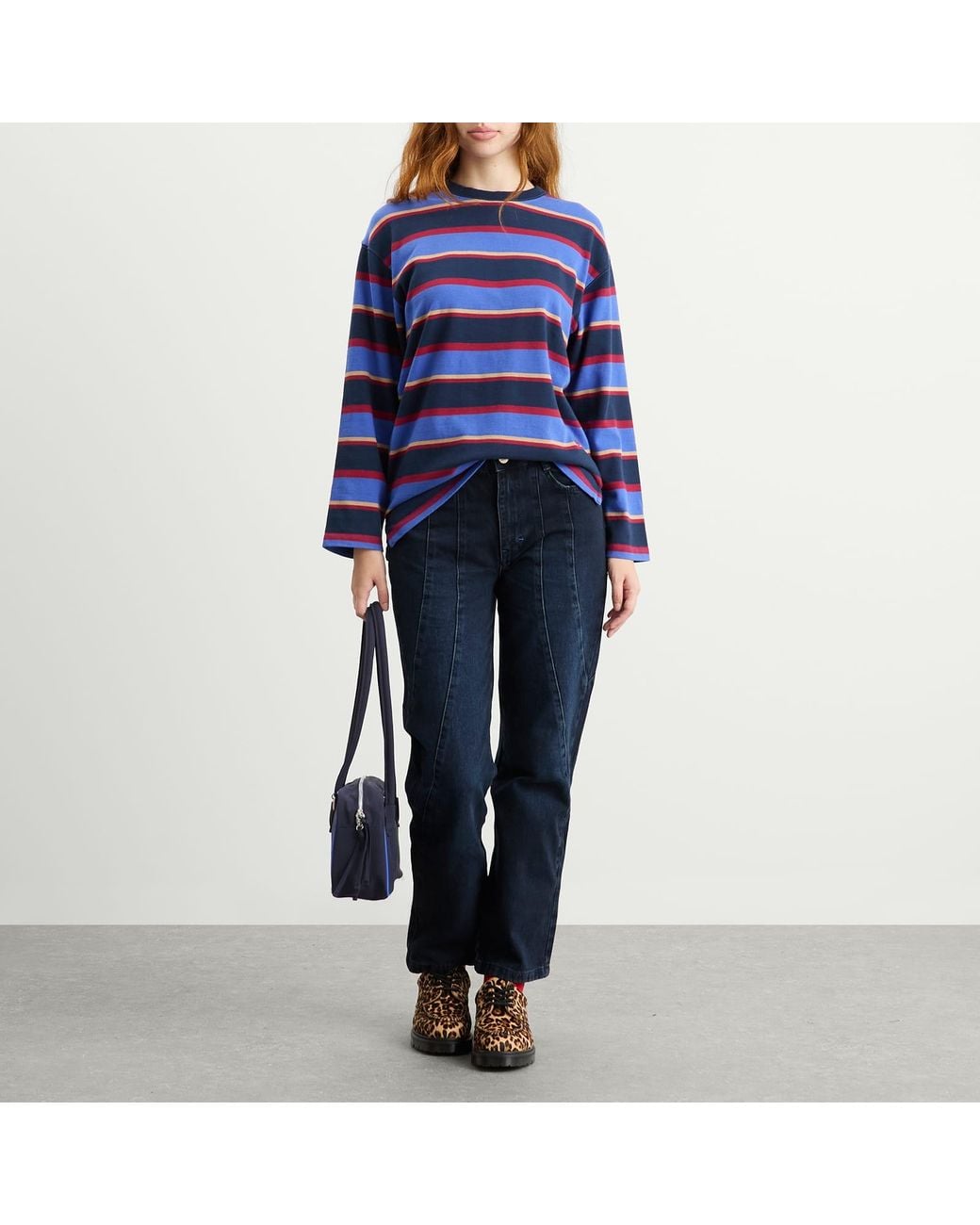 Damson Madder Blue Ali Long Sleeve Stripe T-Shirt
