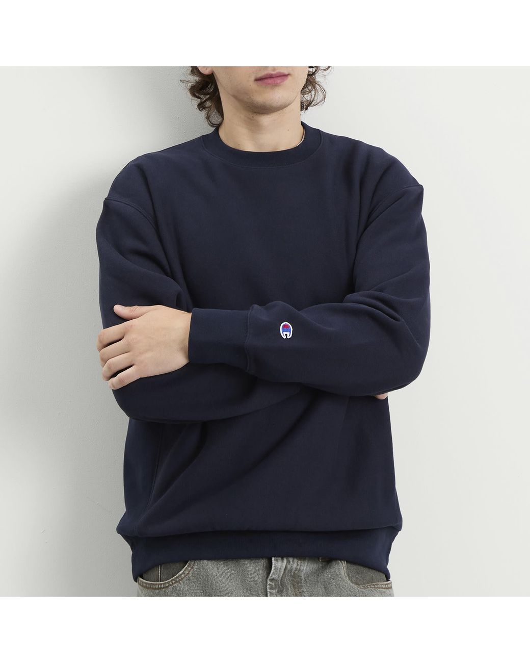 Champion Blue Reverse Weave Fleece Sweatshirt for men