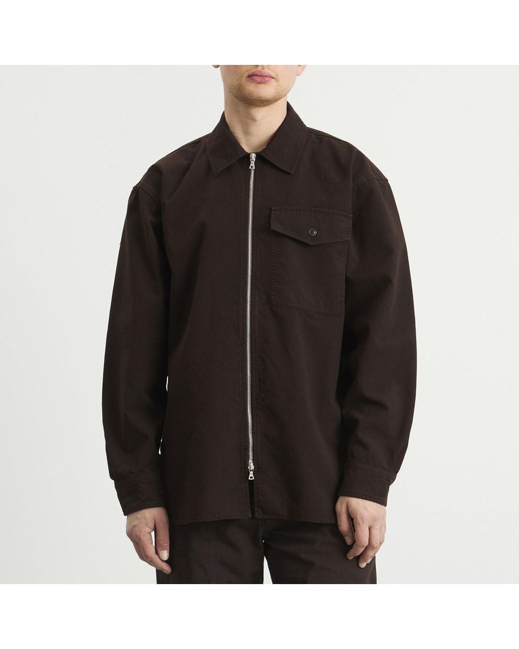 Dries Van Noten Black Overdyed Double Weave Cotton Shirt Jacket for men