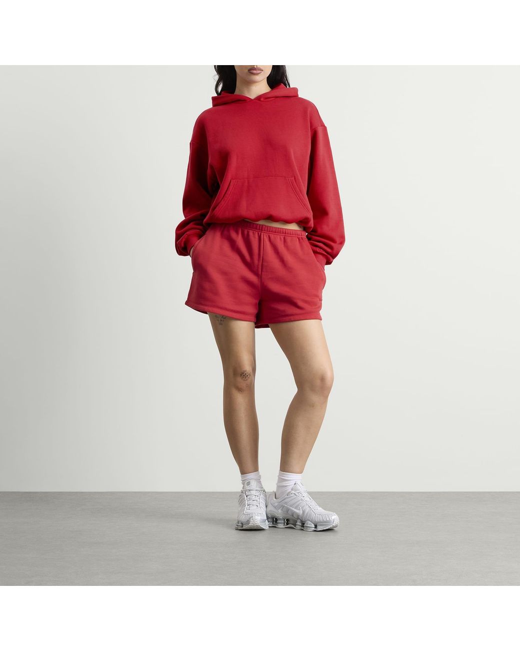 Skims Red Cotton Fleece Classic Zip Up Hoodie