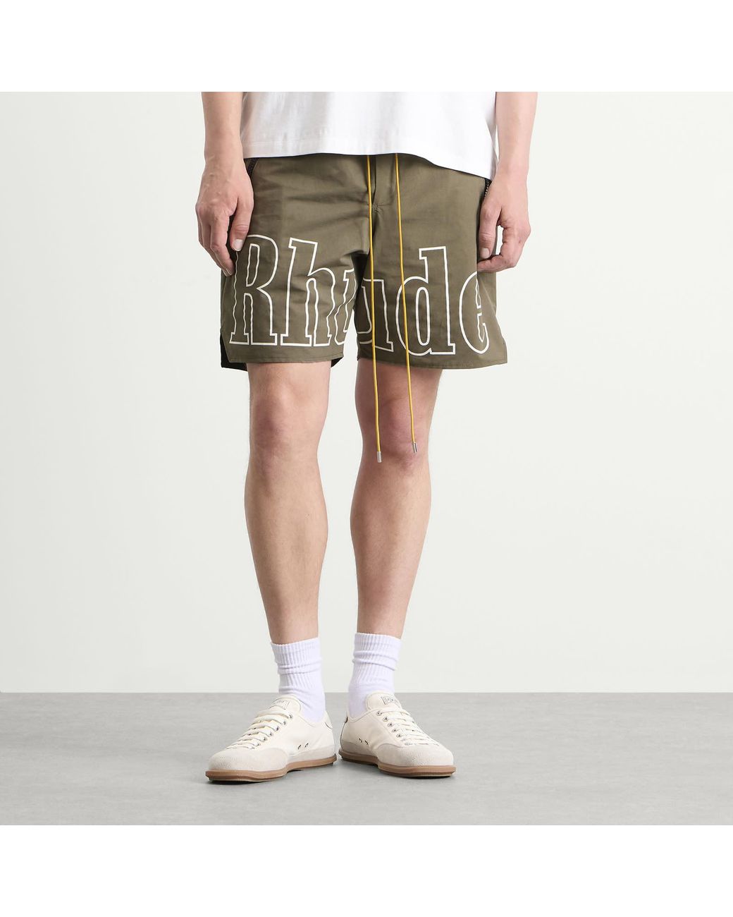 Rhude Green Logo Shorts for men