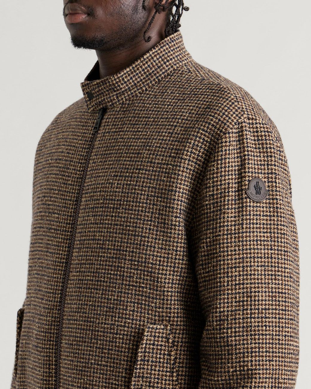Moncler Brown Ebrodel Micro Check Jacket for men