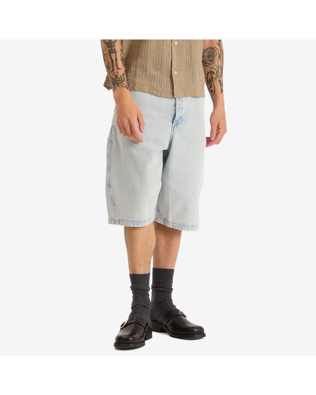YMC Blue Twisted Denim Short for men