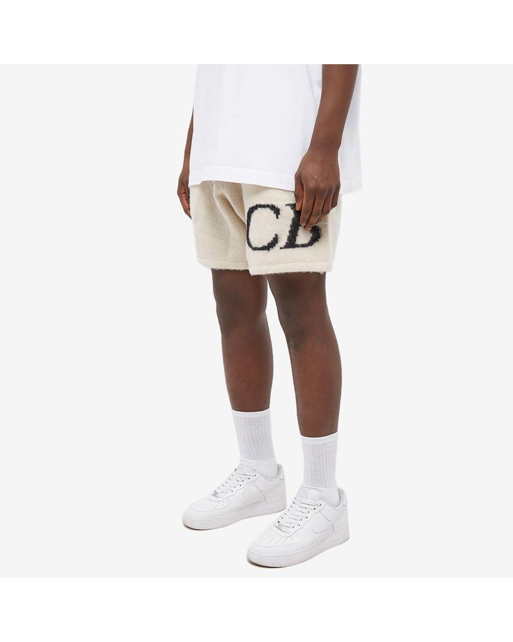 Cole Buxton Intarsia Knit Shorts in Natural for Men | Lyst