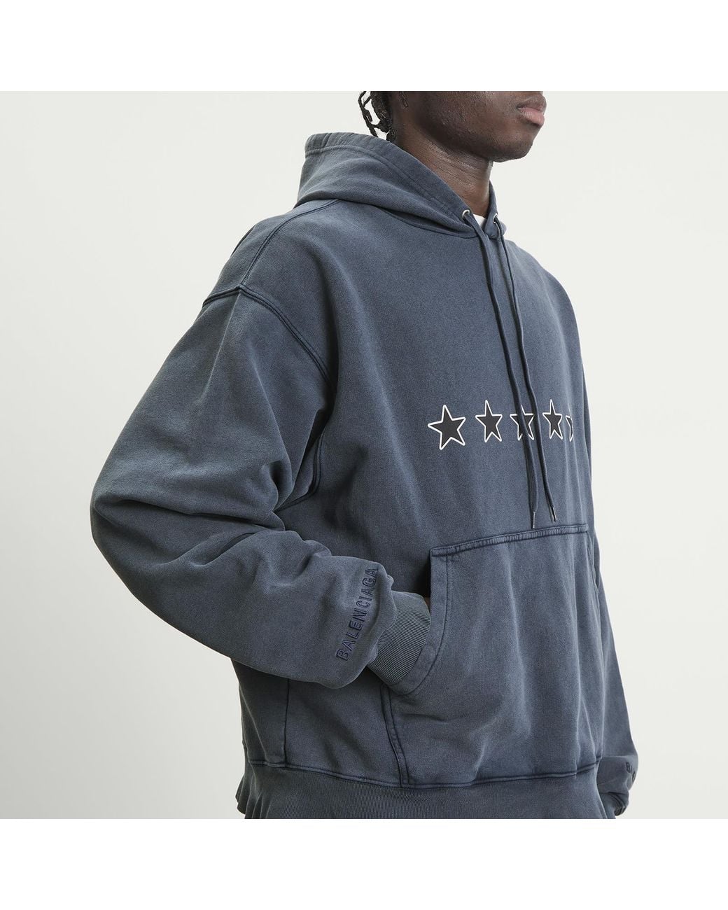 Balenciaga Blue Top Rating Printed Hoodie for men