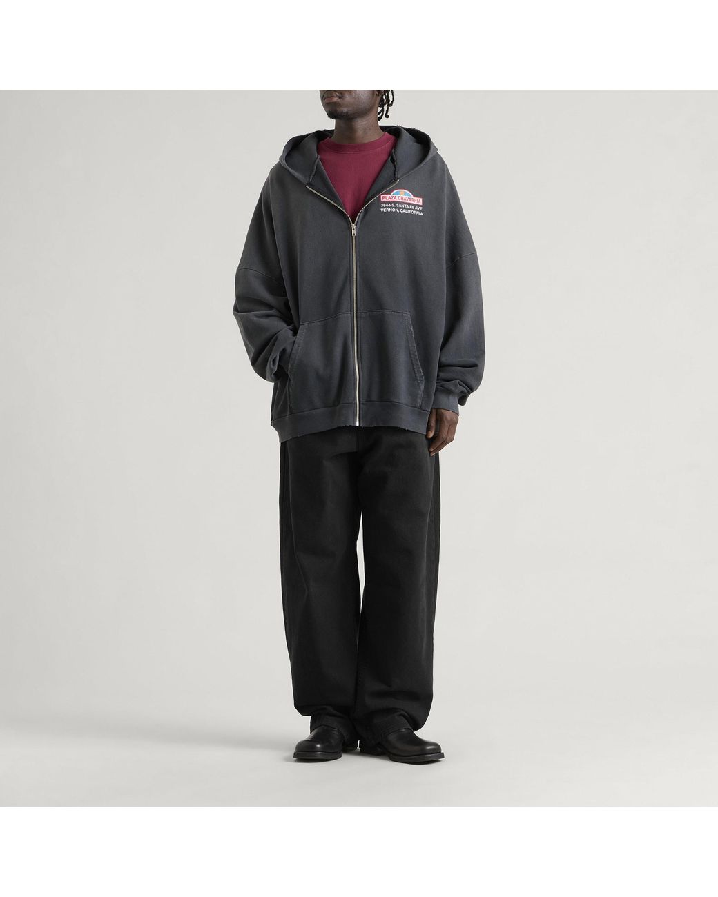 Willy Chavarria Black Plaza Chavarria Zip Hooligan Hoodie for men