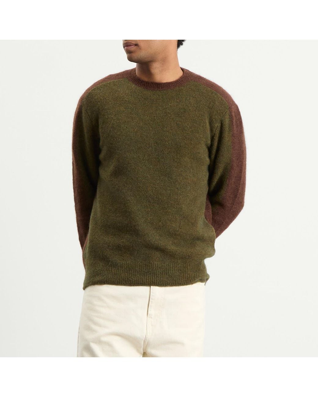 Forét Green Alpine Conrast Crew Neck Jumper for men