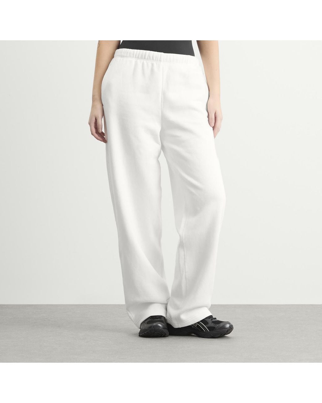 Skims White Cotton Fleece Classic Straight Leg Pants