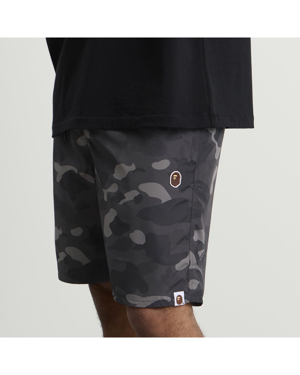 A Bathing Ape Black Colour Camo One Point Beach Shorts for men