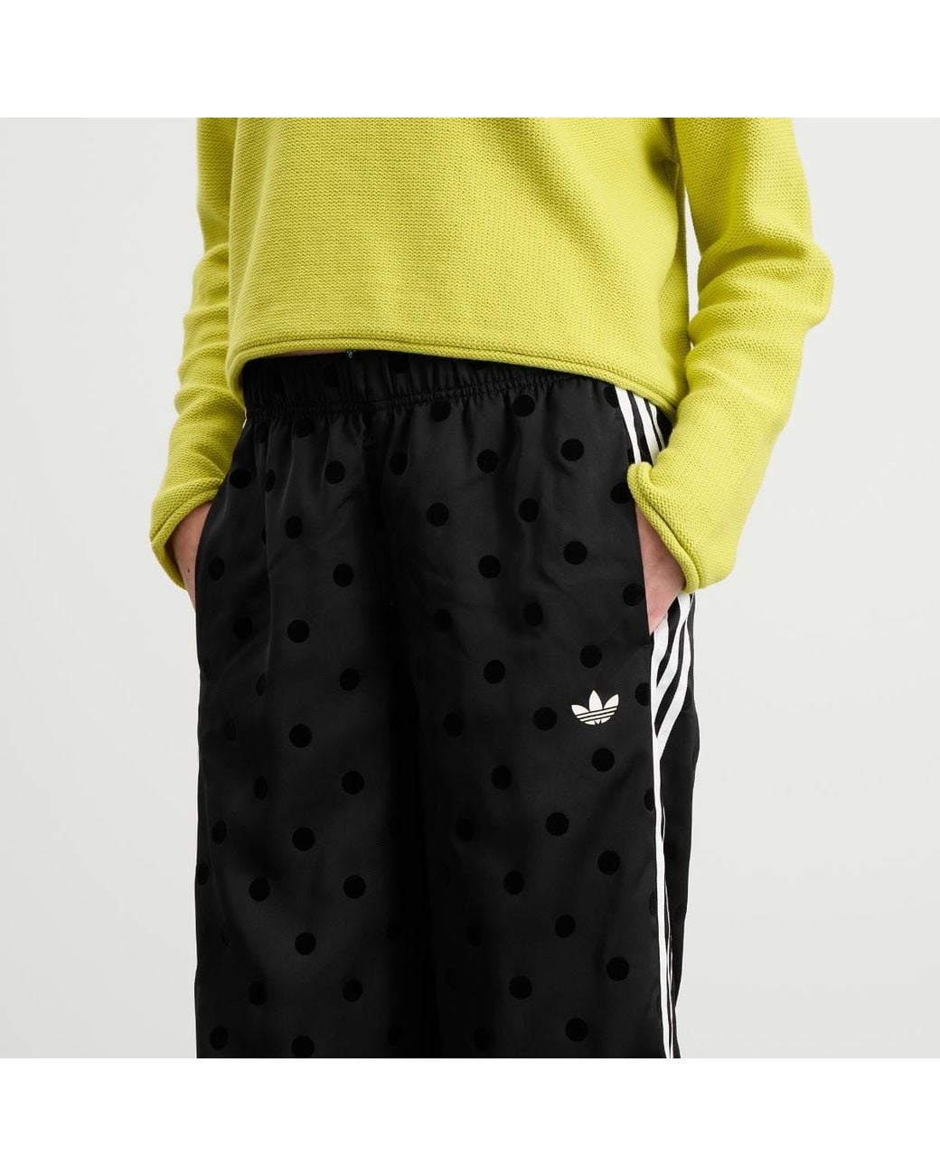 Adidas Black Polka Dot Firebird Wide Trackpants