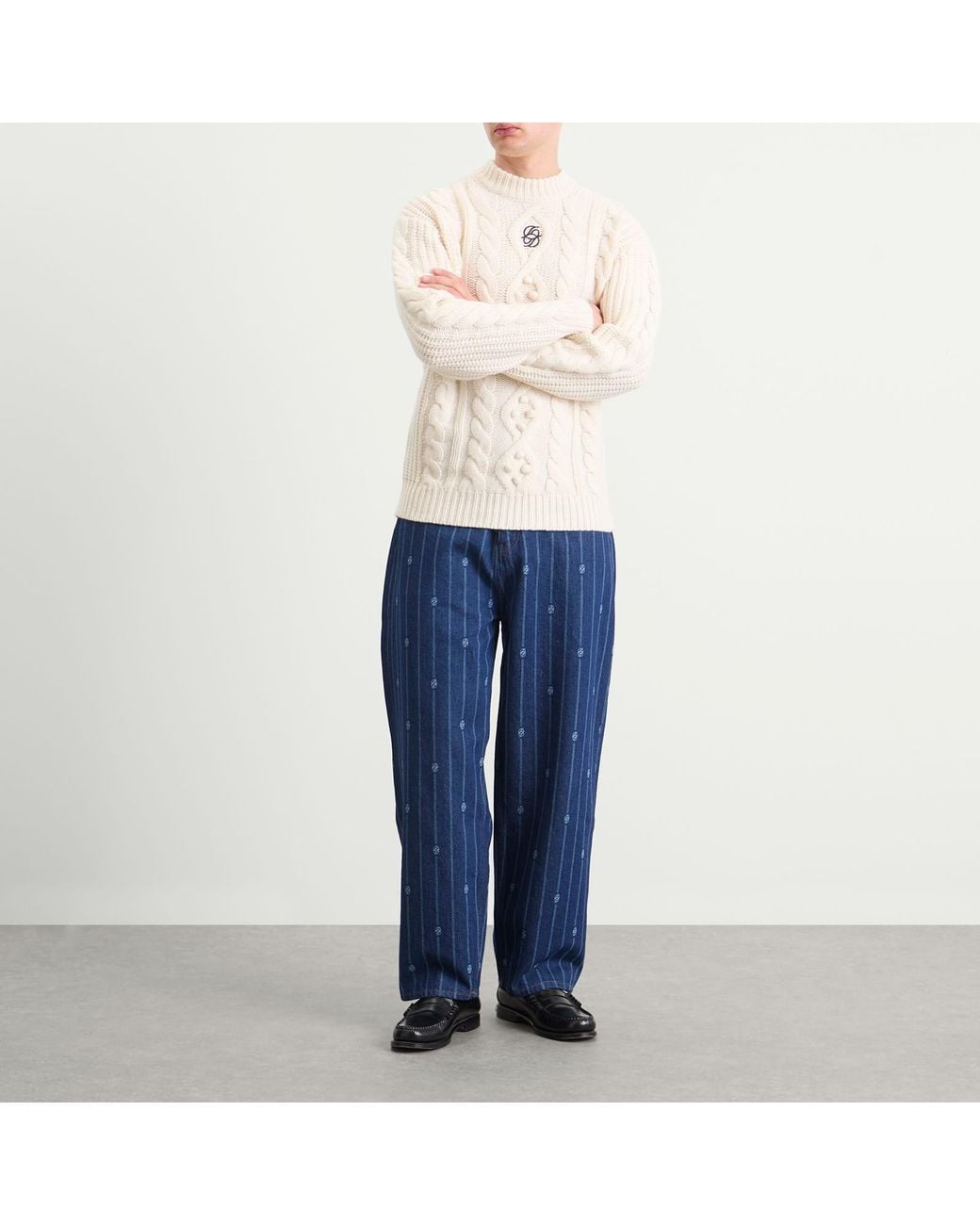 Knited Rope End Drole de Monsieur Cable Knit Jumper in Natural for Men | Lyst