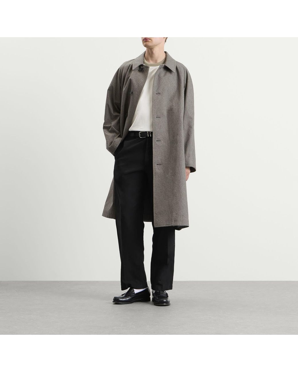 Kaptain Sunshine Gray Cotton Mock Twist Umbrella Coat for men