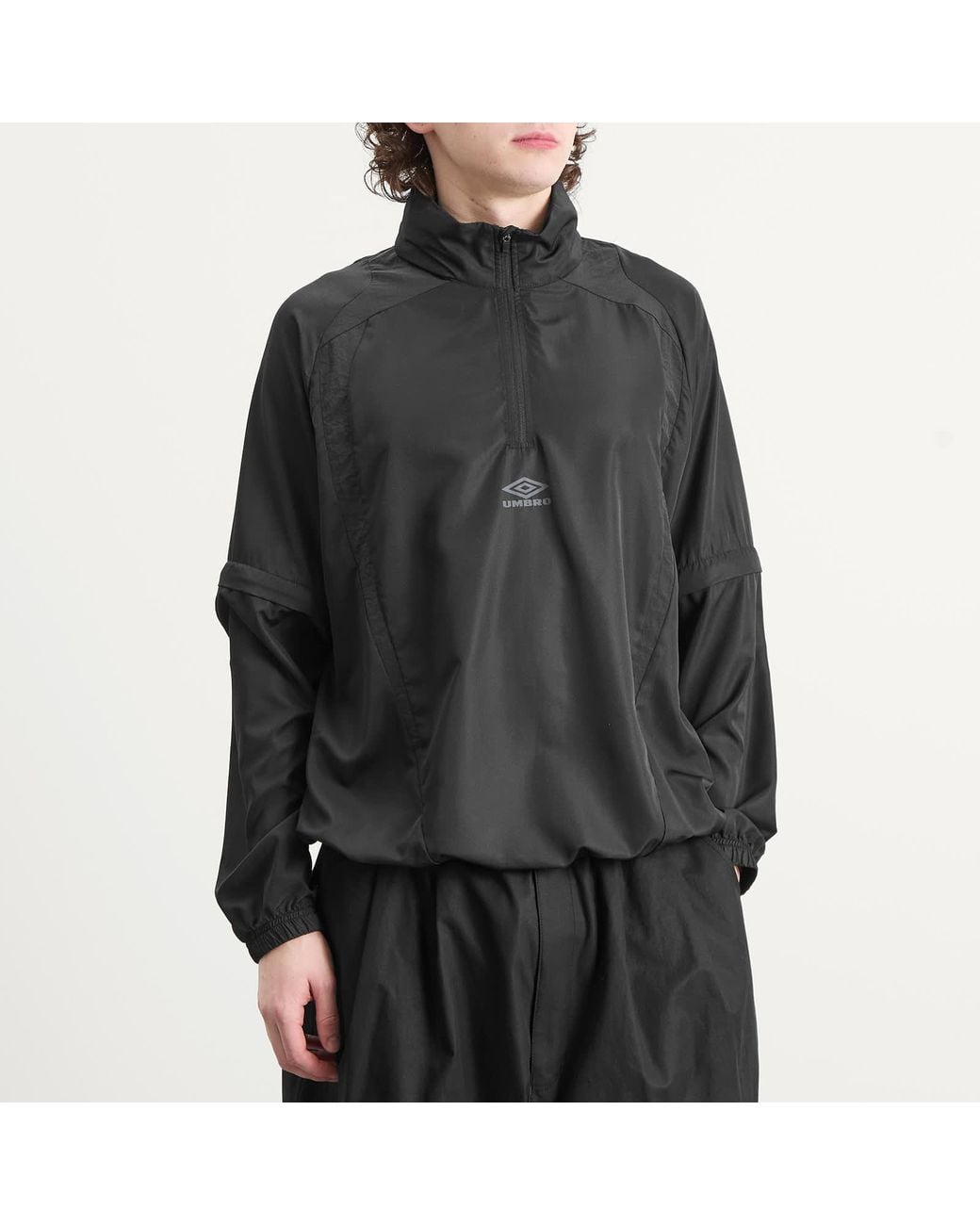 Umbro Black Zip Off Sleeve Wind Jacket for men