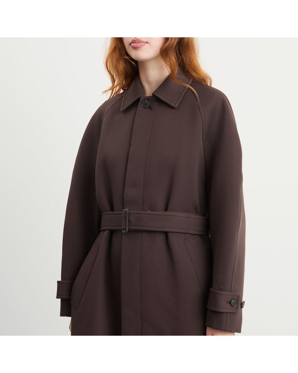 AURALEE Twisted Double Cloth Coat in Brown | Lyst