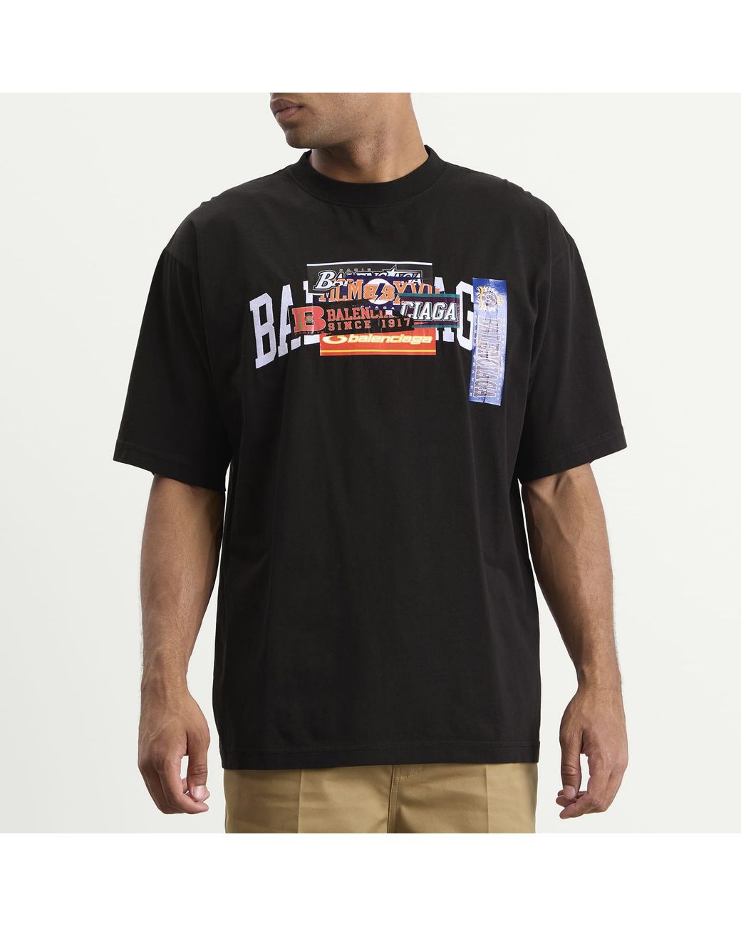 Balenciaga Black Bumper Stickers T-Shirt for men