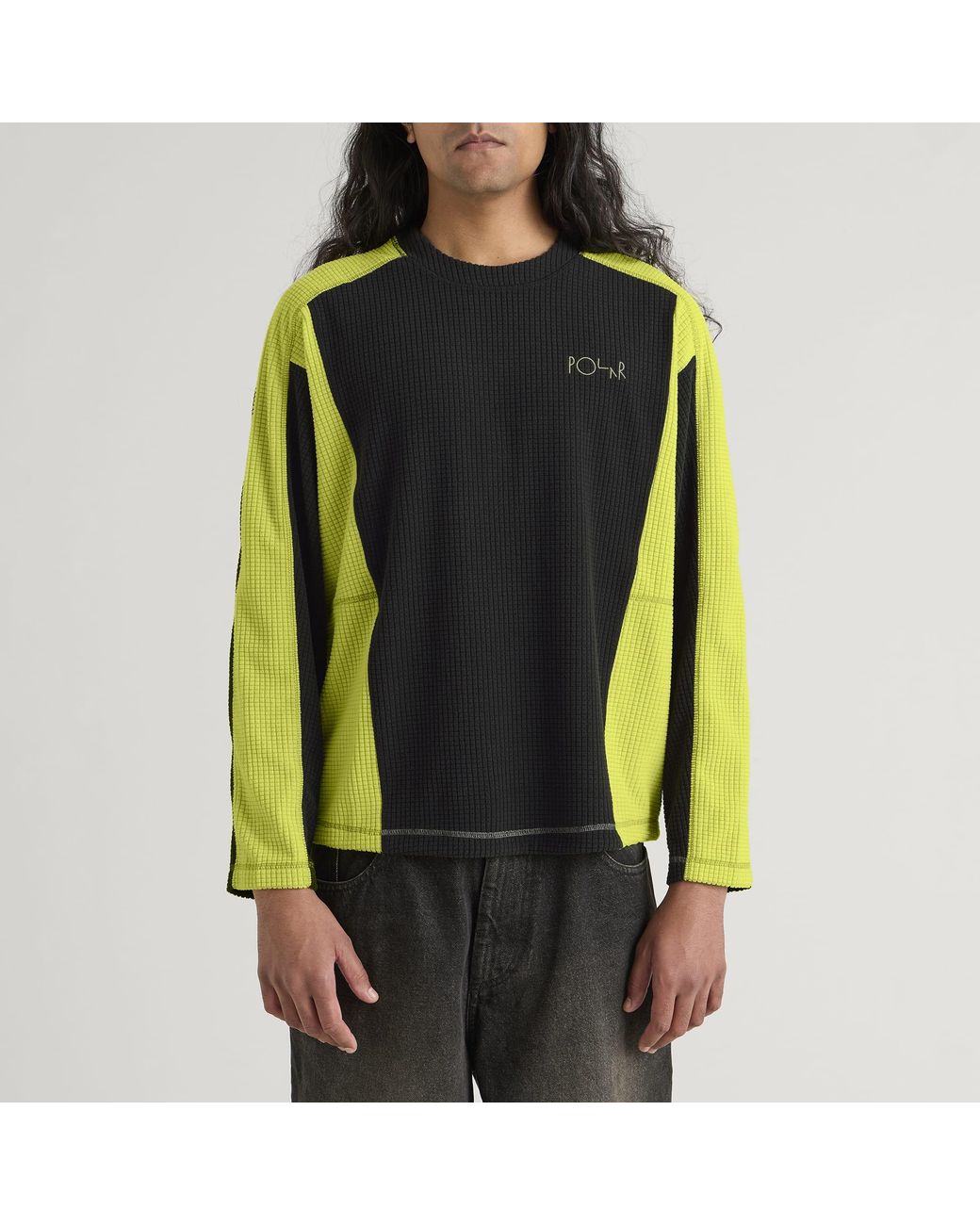 POLAR SKATE Green Grid Fleece Jumper for men