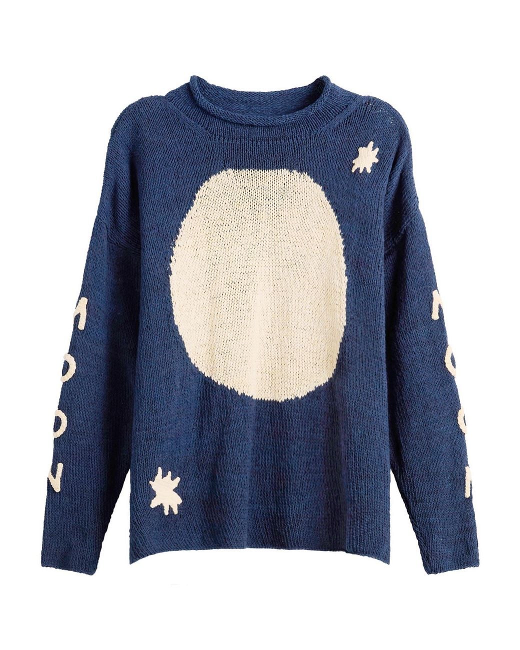 STORY mfg. Blue Hand Knit Twinsun Roll Neck