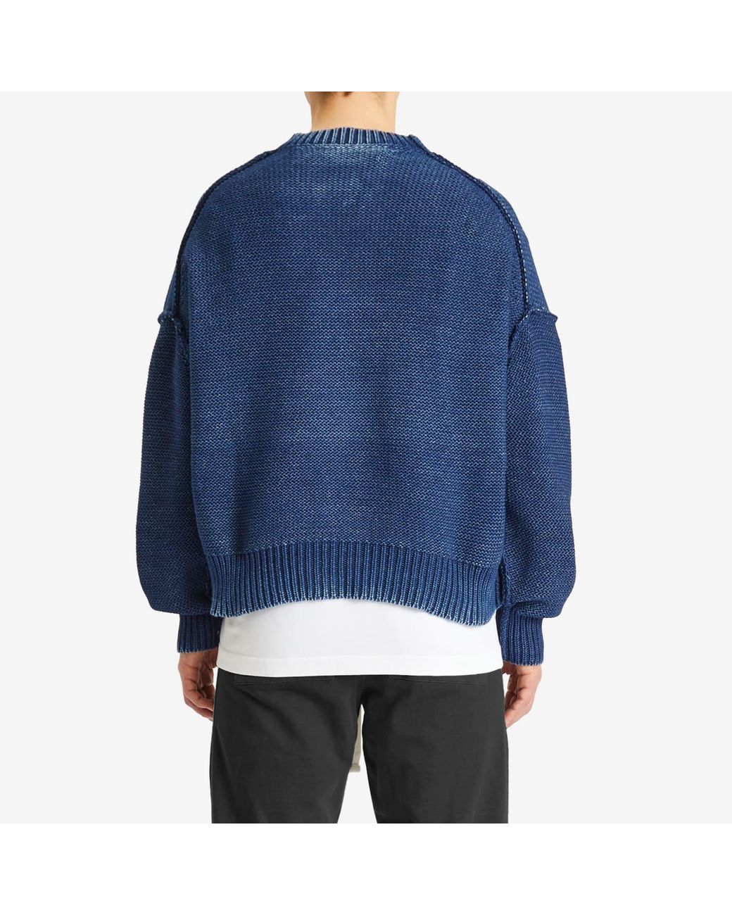 Cole Buxton Blue Collegiate Crest Knit Sweater for men