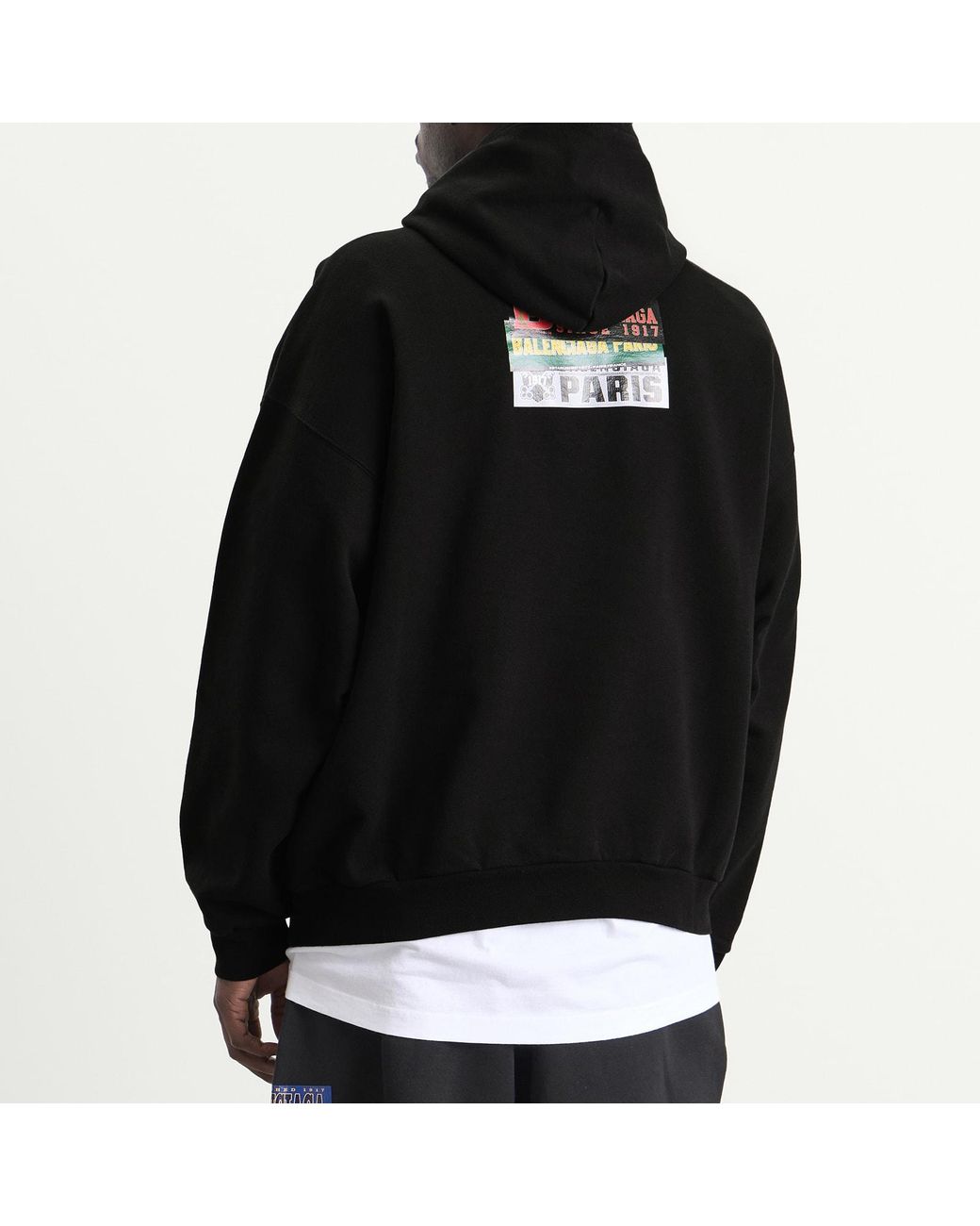 Balenciaga Black Bumper Sticker Regular Fit Hoodie for men