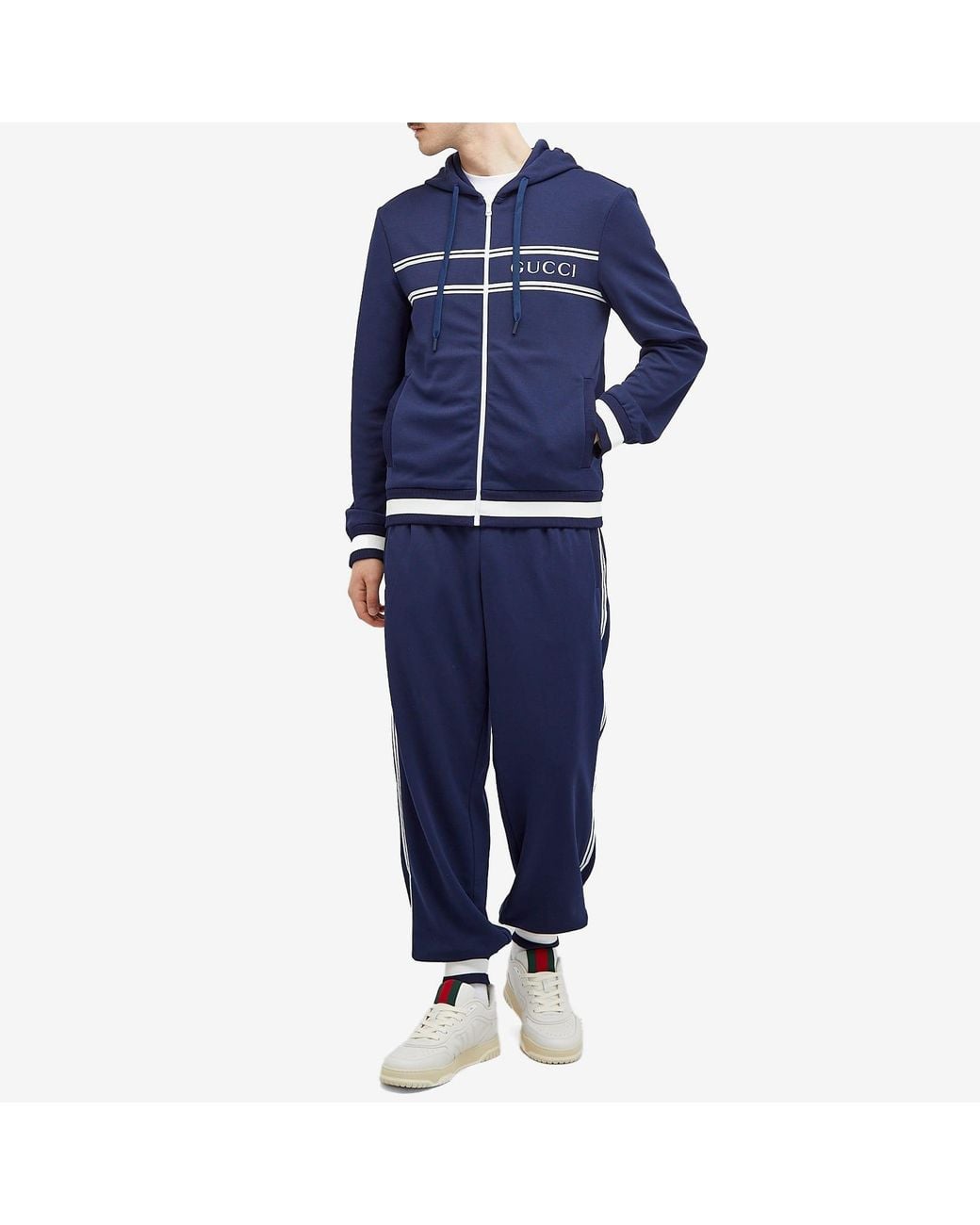 Gucci Blue Logo Zip Hoodie for men