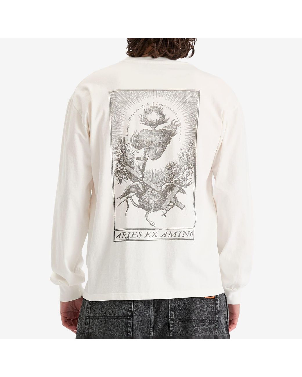 Aries Faded Ex Amino Long Sleeve T-Shirt in White for Men | Lyst