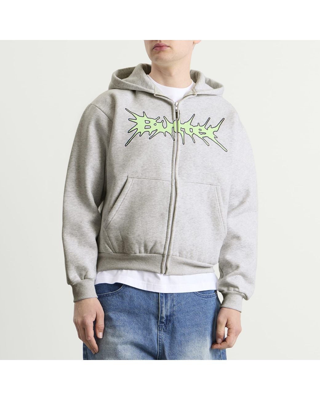 Butter Goods Gray Nail Logo Zip Hoodie for men