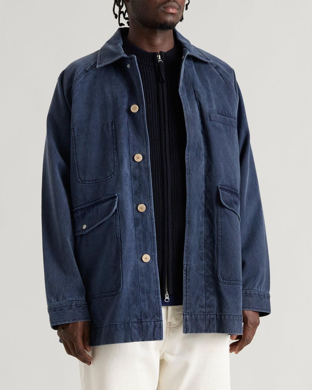 Folk Blue Carcoat Jacket for men
