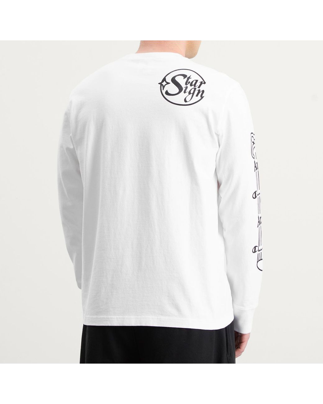 Champion White X Aries Stars Long Sleeve T-Shirt for men