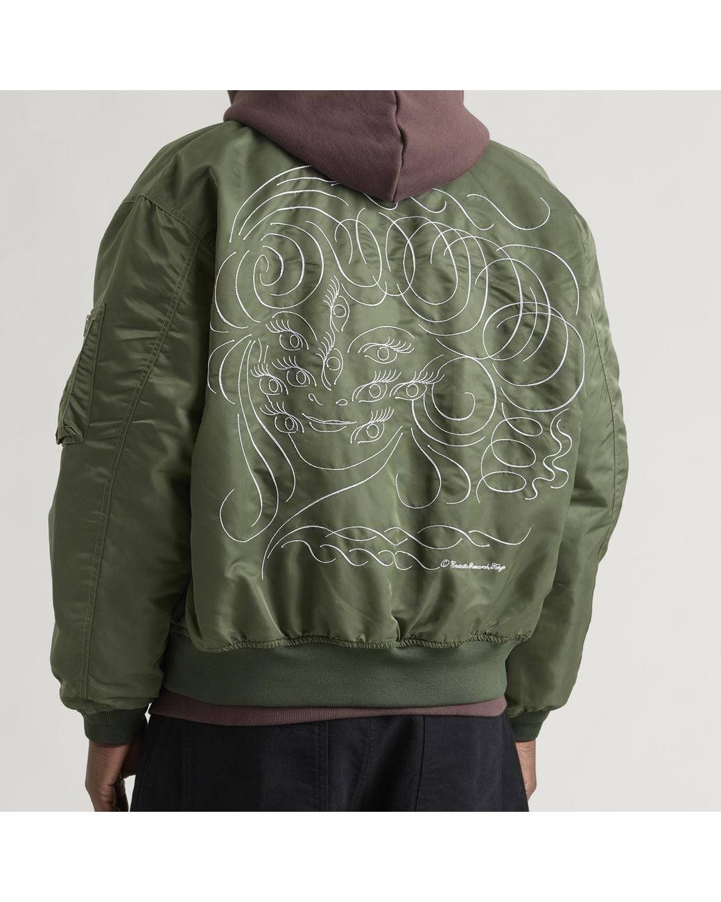 Ecstatic Research Green Bomber Jacket for men
